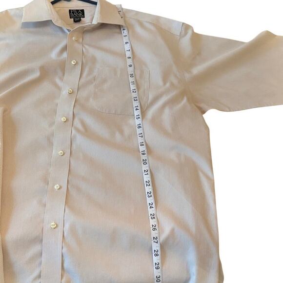Joseph A. Bank Cream Long Sleeve Button-Up Shirt 17.5-34 - Picture 7 of 9